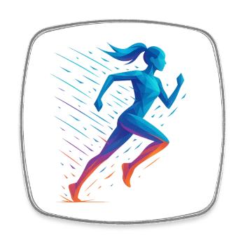 Coureur géométrique en mouvement - Magnet carré - blanc - Devant