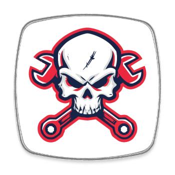 Skull & Wrenches – Pour de vraies mécaniques - Magnet carré - blanc - Devant