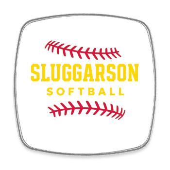 Sluggarson Softball Yellow - Square fridge magnet - white - Front