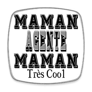 Mama Agent Mama Sehr Cool - Viereckiger Kühlschrankmagnet - Weiß - Vorne