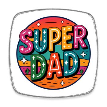 Super Dad Retro Super Papa - Viereckiger Kühlschrankmagnet - Weiß - Vorne