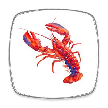 Homard rouge, illustration à l'aquarelle vive - Magnet carré - blanc - Devant