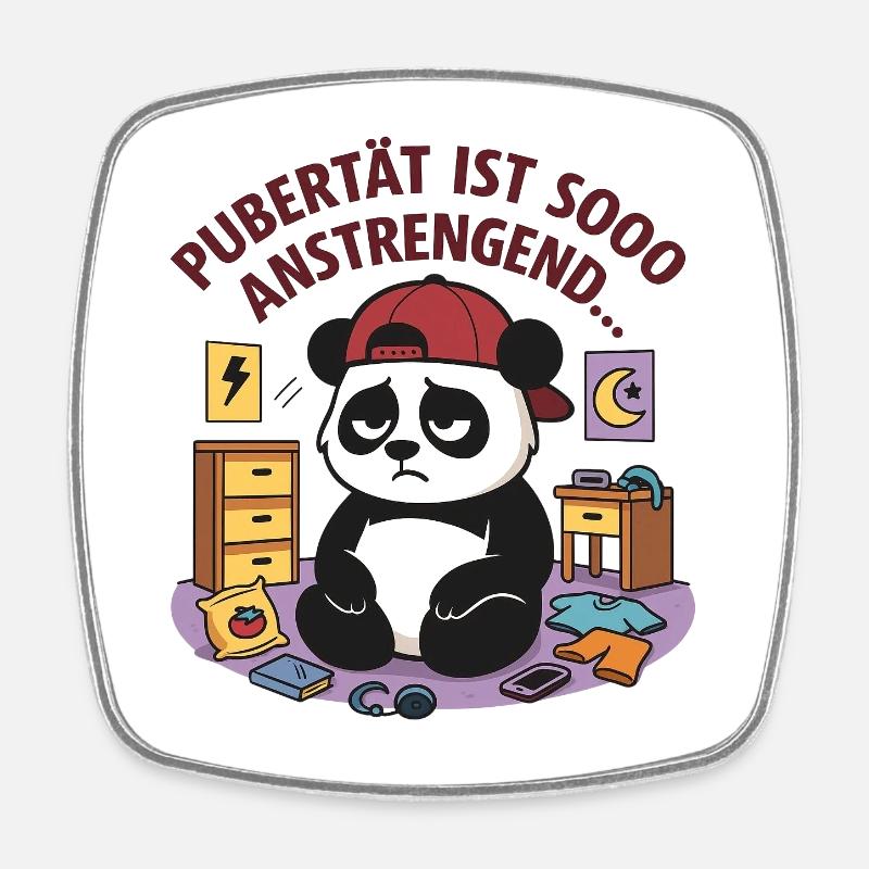 La puberté est si épuisante Panda - Magnet carré - blanc