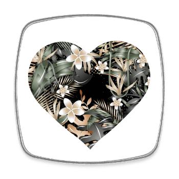 Coeur exotique de la jungle avec motif tropical - Magnet carré - blanc - Devant