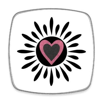 Cœur rose glitter noir - Magnet carré - blanc - Devant