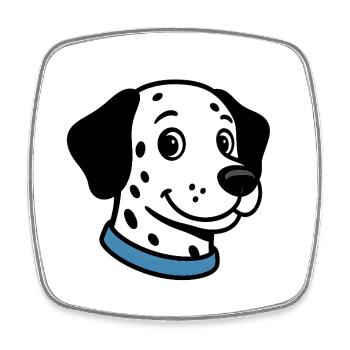 Dalmatien avec collier bleu - Magnet carré - blanc - Devant