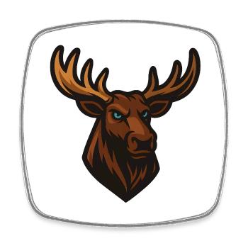 Moose Head Illustration - Square fridge magnet - white - Front
