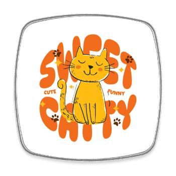 Sweet Catty – Le chat le plus mignon du monde - Magnet carré - blanc - Devant