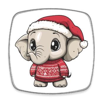 Noël des éléphants - Magnet carré - blanc - Devant