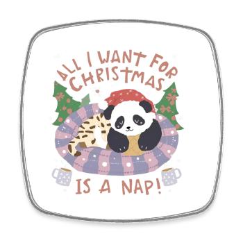 Panda-Weihnachtsschlaf im Wagen - Viereckiger Kühlschrankmagnet - Weiß - Vorne