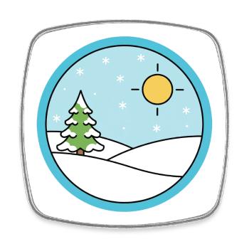Paysage hivernal avec de la neige et du soleil - Magnet carré - blanc - Devant