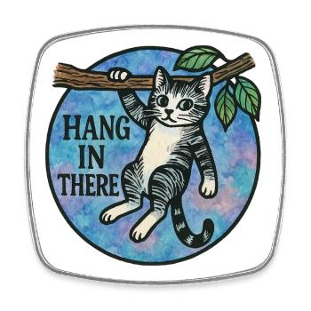 Hang In There Katzen-Patch - Viereckiger Kühlschrankmagnet - Weiß - Vorne