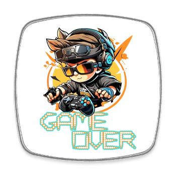 Gamer sur Retro Neon Arcade - Magnet carré - blanc - Devant