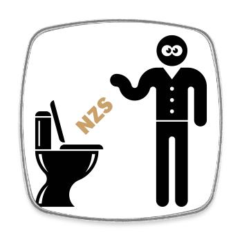 NZS Into the Toilet, Into the Toilet! Opposite Right POS 2C - Square fridge magnet - white - Front