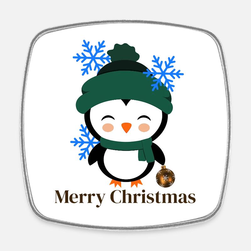 Winter penguin with snowflakes - Square fridge magnet - white