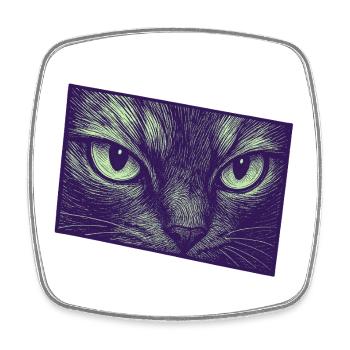 Neon Cat Gaze Moderne Grafik - Viereckiger Kühlschrankmagnet - Weiß - Vorne