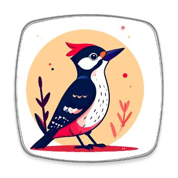 Great spotted woodpecker with a red crest - Square fridge magnet - white - Front