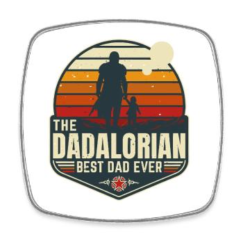 The Dadalorian Mando - Sunset - Best Dad - Badge - Magnet carré - blanc - Devant