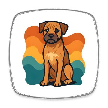 Colorful Border Terrier Dog with Wave Pattern - Square fridge magnet - white - Front