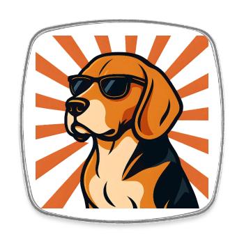 Beagle Dog with Retro Sunglasses - Square fridge magnet - white - Front