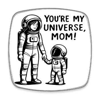 Cosmic Bond Mom and Child - Square fridge magnet - white - Front