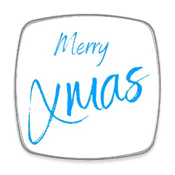 Merry Xmas Script Circle - Square fridge magnet - white - Front