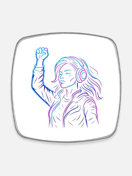 Neon Rebellion – Cyberpunk Energy Design - Square fridge magnet - white