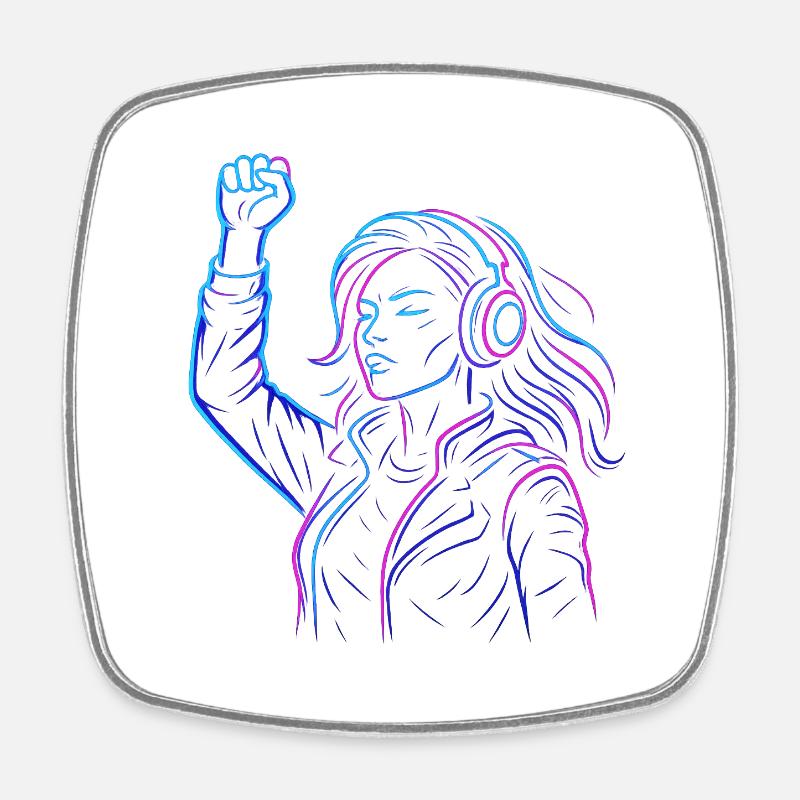 Neon Rebellion – Cyberpunk Energy Design - Square fridge magnet - white