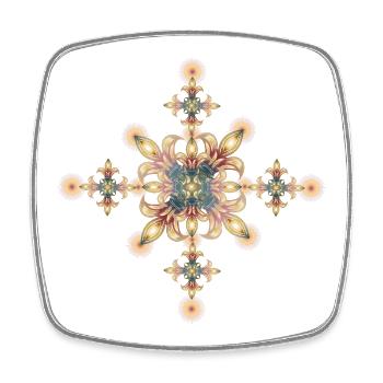 Ornamental cross with golden details - Square fridge magnet - white - Front