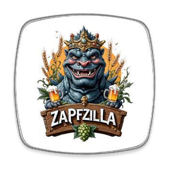 Zapfzilla King Dino Beer - Square fridge magnet - white - Front
