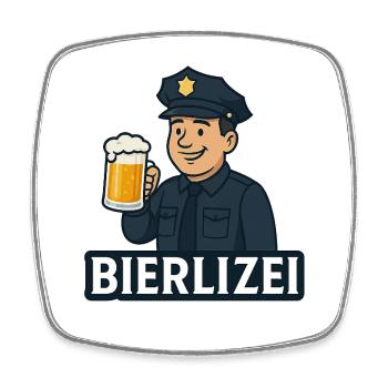 Beer policeman motif with beer mug - Square fridge magnet - white - Front