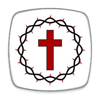 Kreuz und Dornenkrone - Viereckiger Kühlschrankmagnet - Weiß - Vorne