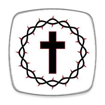 Kreuz und Dornenkrone - Viereckiger Kühlschrankmagnet - Weiß - Vorne