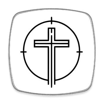 Cross and Trinity – God without Borders - Square fridge magnet - white - Front