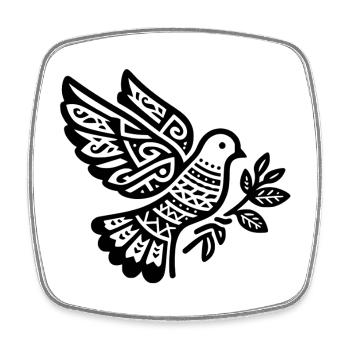 Ethnische Taube des Friedens – Zeichen des Geistes - Magnet carré - blanc - Devant