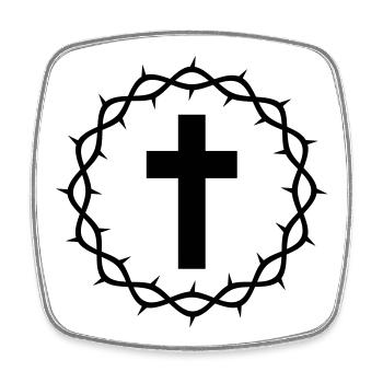 Cross and crown of thorns - Square fridge magnet - white - Front