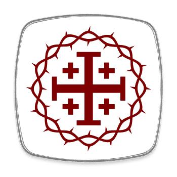 Jerusalem Cross and Crown of thorns - Square fridge magnet - white - Front