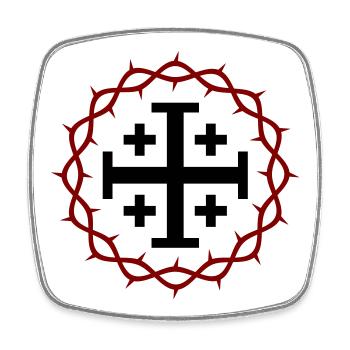 Jerusalem Cross and Crown of thorns - Square fridge magnet - white - Front