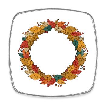 Cercle de couronne de feuilles d’automne - Magnet carré - blanc - Devant