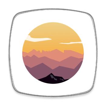 Circle Sunset Mountain Gradient - Square fridge magnet - white - Front