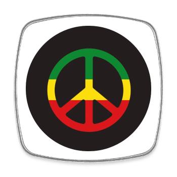 Signe de paix reggae aux couleurs de l’Ethiopie - Magnet carré - blanc - Devant
