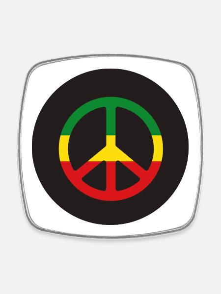 Reggae peace sign in the colors of Ethiopia - Square fridge magnet - white