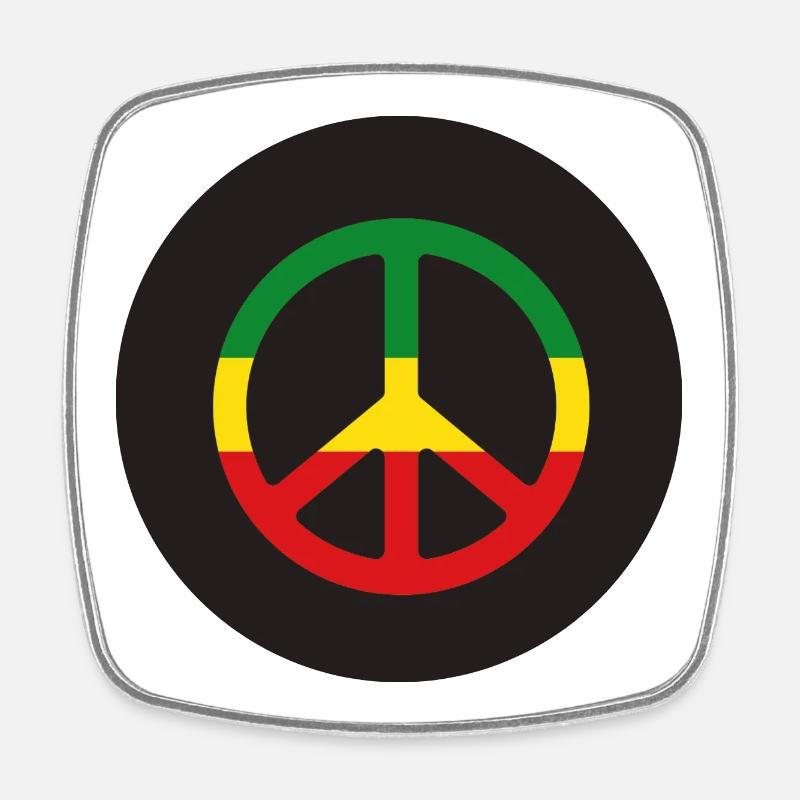 Signe de paix reggae aux couleurs de l’Ethiopie - Magnet carré - blanc