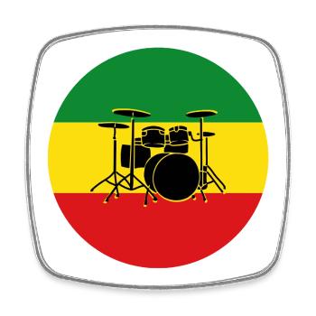 Reggae drums silhouette - Square fridge magnet - white - Front