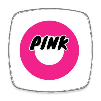 PINK Circle Lettering - Square fridge magnet - white - Front