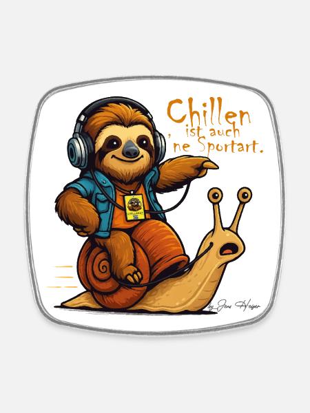 Chillen_ist_auch_ne_Sportart - Square fridge magnet - white