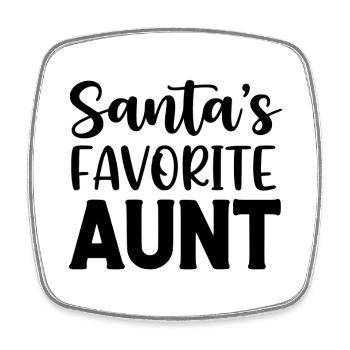 Santa's Favorite Aunt - Viereckiger Kühlschrankmagnet - Weiß - Vorne