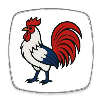 French Rooster - Flag Color Blue White Red - Square fridge magnet - white - Front