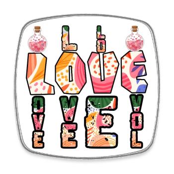 Lettres d’amour colorées bohèmes - Magnet carré - blanc - Devant