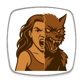 Human-Werewolf Duality - Square fridge magnet - white - Front
